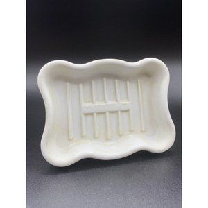 Antique White Standard Porcelain Ceramic Soap Dish Bath Tray Pedestal